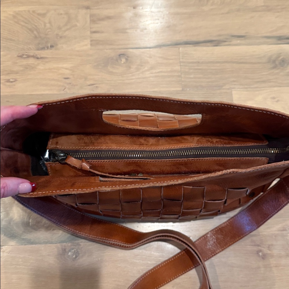 Bed Stu Orchid Studded Woven Leather Satchel Bag - Picture 2 of 14